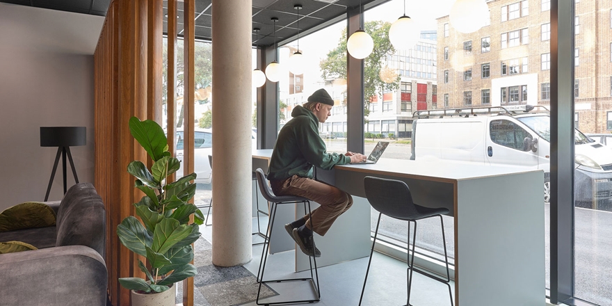 A person working in a laptop.