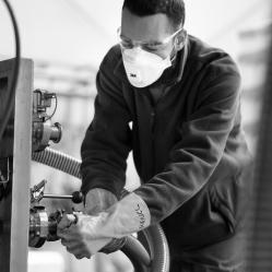 A person working with machinery