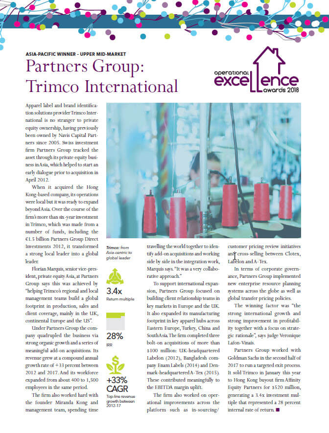 Partners Group awarded a PEI Operational Excellence Award for second year running