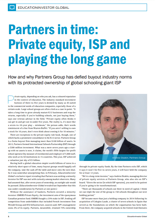 Partners in time: Private equity, ISP and playing the long game