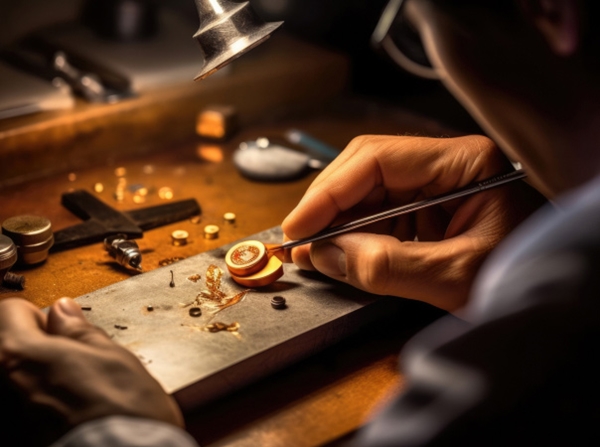 A person carving on something