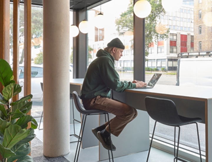 A person working in a laptop.